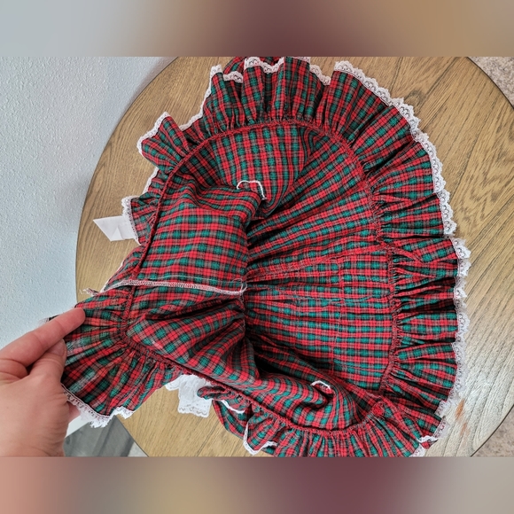 VTG Mini World Girl's Plaid Lace Circle Ruffle Pinafore Dress 3 months - Picture 5 of 7